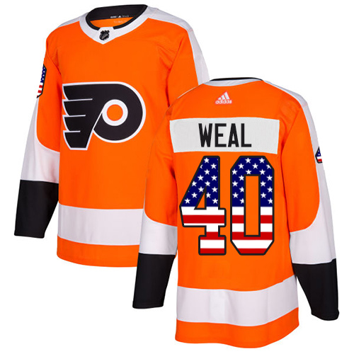 Adidas Flyers #40 Jordan Weal Orange Home Authentic USA Flag Stitched NHL Jersey